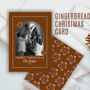 Gingerbread Christmas Card Template: Photo Holiday Card (Digital Download)