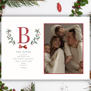 Photo Christmas Card Template | Modern Christmas Card | Holiday Card | Minimalist Christmas Card | Merry Christmas | Editable Template Photo