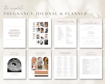 Digital Pregnancy Planner | Printable Pregnancy Journal | Canva Template | Memory Book | Hospital Bag Checklist l Newborn Planner | Editable