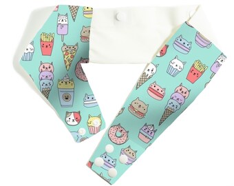 Ice Cream Pizza Cat on Teal Insulin Pump Belt, Pump Band