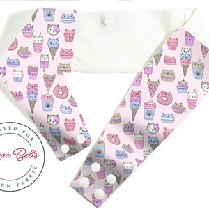 Ice Cream Pizza Cat Pink Insulin Pump Belt, Whimsy Cats Pump Band