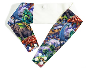 Dinosaur Collage on Blue Insulin Pump Belt, Pump Band