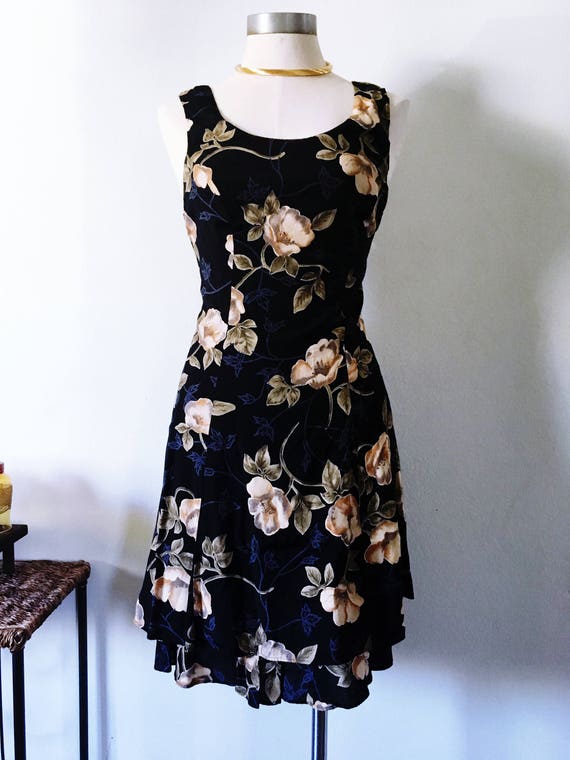 black floral knee length dress
