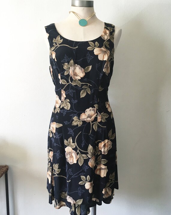black floral knee length dress