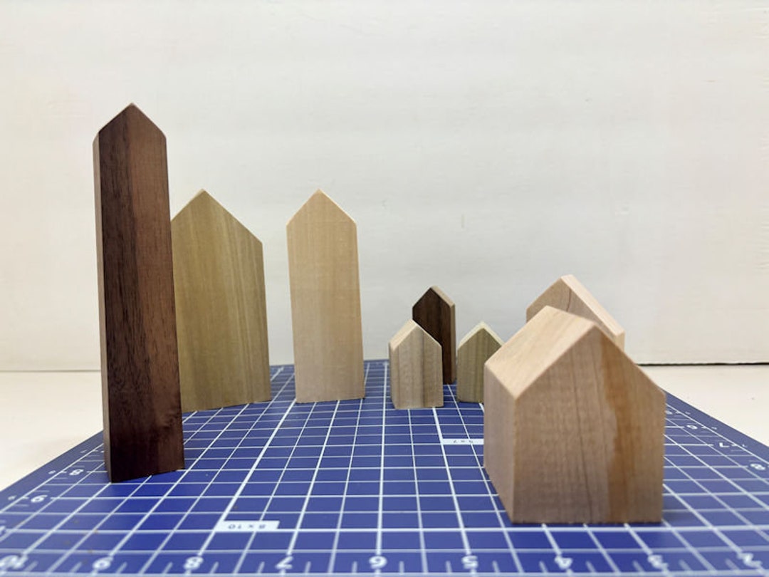 Handmade Wooden Block Houses for Crafts Etsy