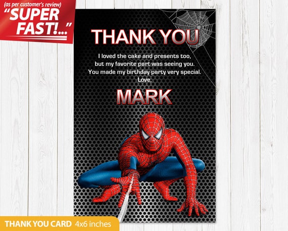 spiderman thank you card