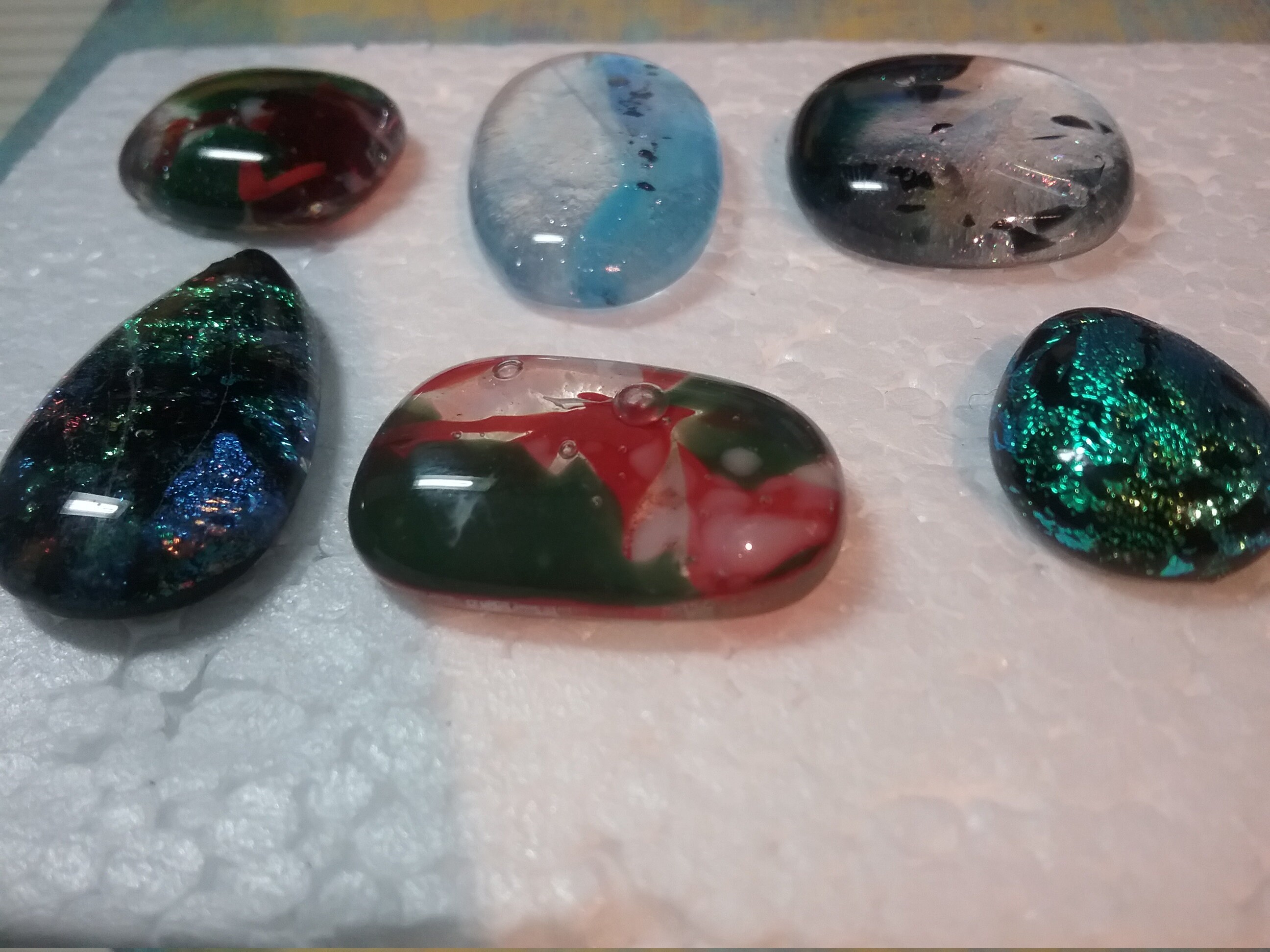 Set of 6 Dichroic Glass cabochons | Etsy