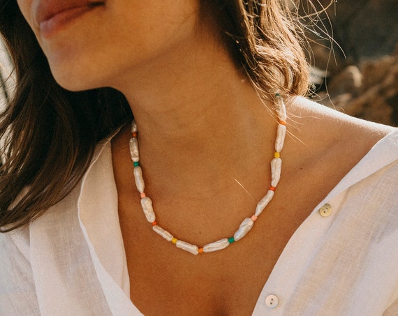 Rainbow Pearl Necklace