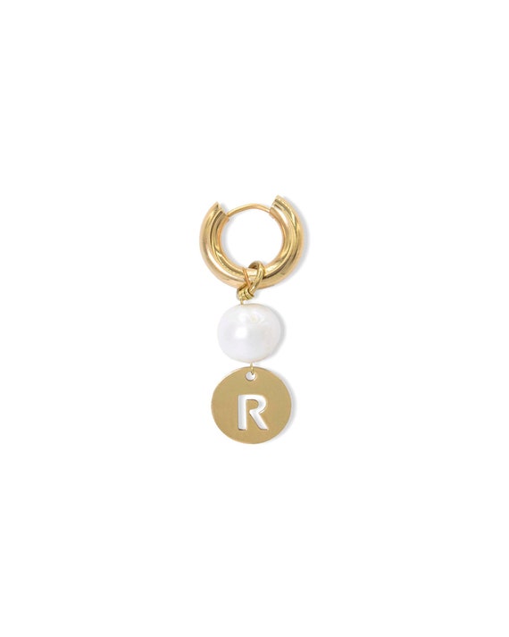 Monogram pearl earring