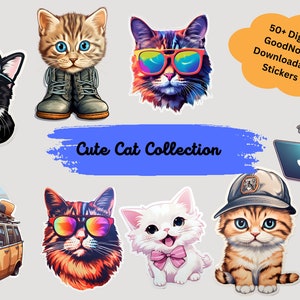 Digital Cat Stickers GoodNotes Digital Cat Stickers Planner Cat Stickers Digital Planner Cat Stickers