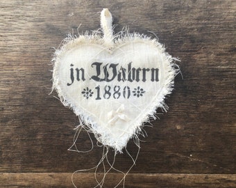 Valentine heart || beautiful antique grain sack style shabby vintage valentine heart || Valentine gift for her ||