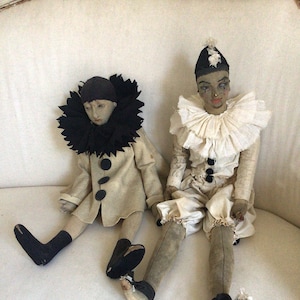 Antique Pierrot boudoir doll || RARE antique Lenci sofa doll || collectible Pierrot sofa doll