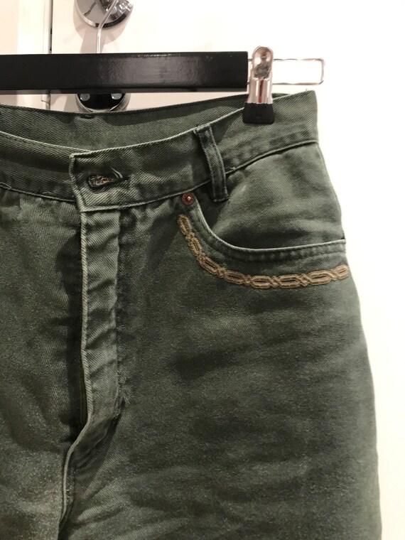 High waisted designer vintage green jeans From Fra