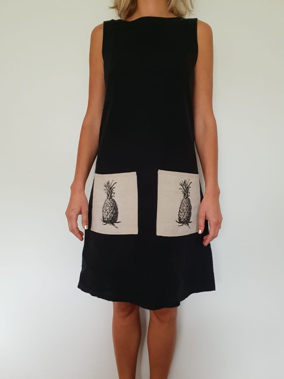 Cotton dress with pineapple pockets