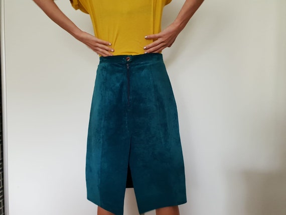 Vintage suede teal skirt