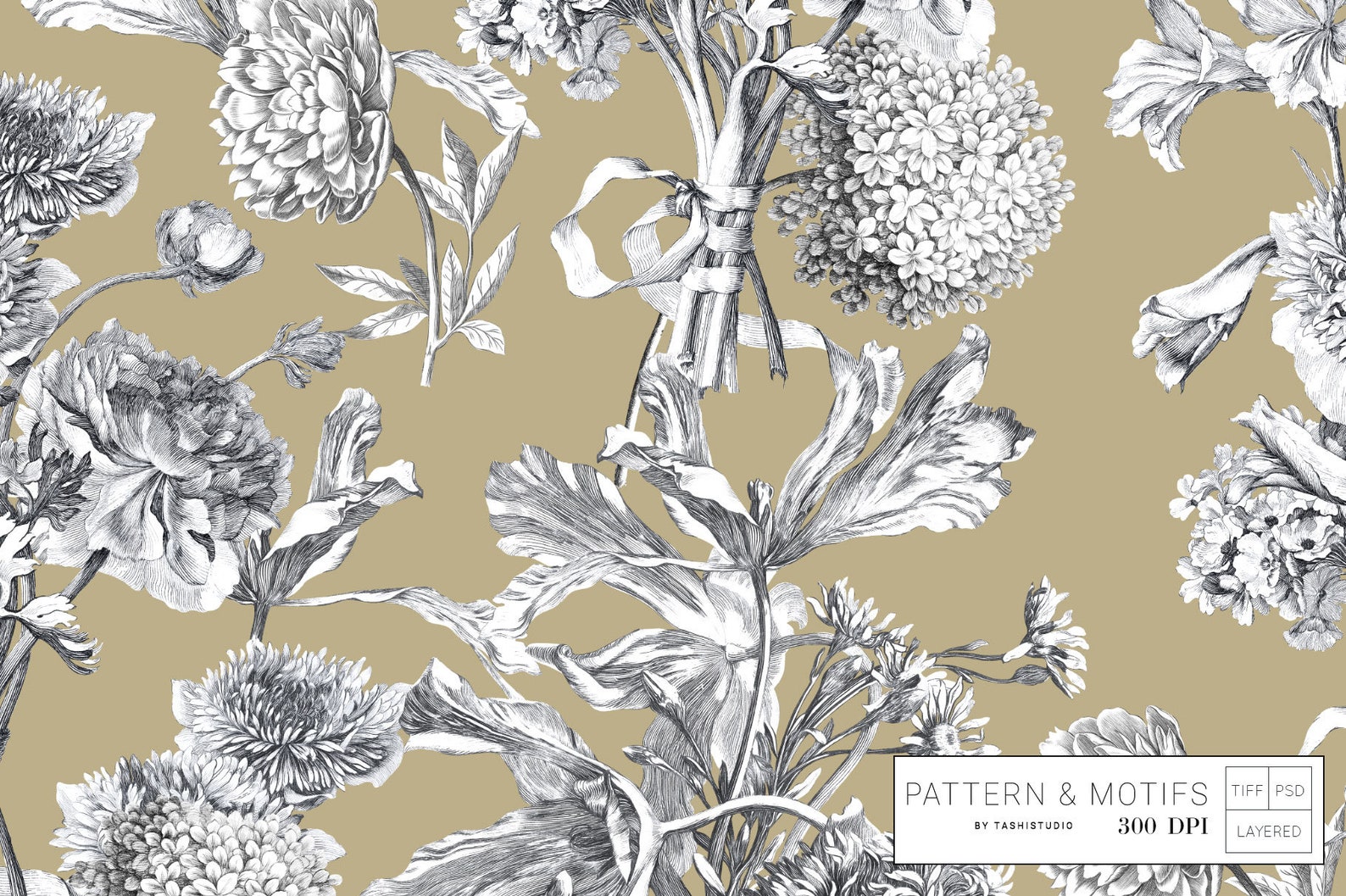 Floral Toile Pattern: Vintage Style Print (digital Download) - Etsy