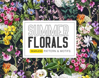 Vibrant Summer Floral Seamless Pattern (Digital Download)