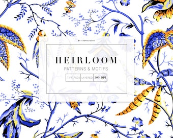 Heirloom, luxury Modern Vintage Patterns.