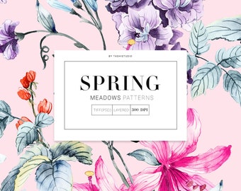 Spring Meadows, Watercolour Print Patterns