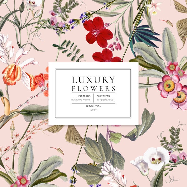 Floral Luxe, exquisite floral Surface pattern design with individual Motifs.