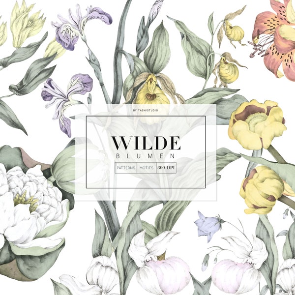 Wilde Blumen, Botanische Kunst Oberfläche Muster Design!