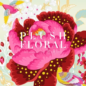 Plüsch Floral | Luxuriöses, florales Oberflächendruckmuster & Individuelle Motive – High-Res Tiff/PSD, PNG und JPEG | Sofort Download