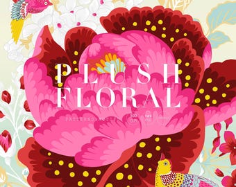 Plush Floral | Luxurious Bold Floral Surface Print Pattern Design & Individual Motifs – High-Res Tiff/PSD, PNG and JPEG | Instant Download