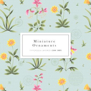 Miniature Ornaments, Indian miniature floral Prints & Motifs.