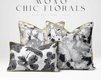 Mono Chic Floral Print Patterns.