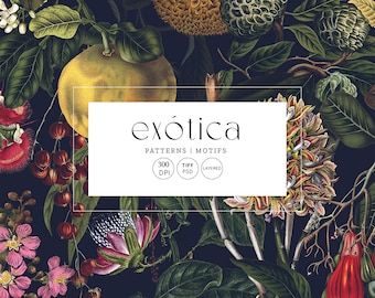 Exotica Floral Pattern Design: High-Resolution Wallpaper Print (Digital Download)
