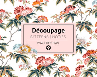 Découpage, exquisite vintage style floral prints