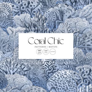 Coral Chic Reef-mönster, lager-på-lager-design med marint motiv (TIFF, PSD)