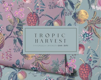 Tropica Harvest, Elegant tropical Seamless prints & Elements!