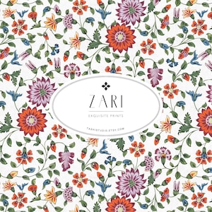 Vintage Indian Wall Art: Zari Seamless Pattern (Digital Download, PSD/JPG/PNG Files)