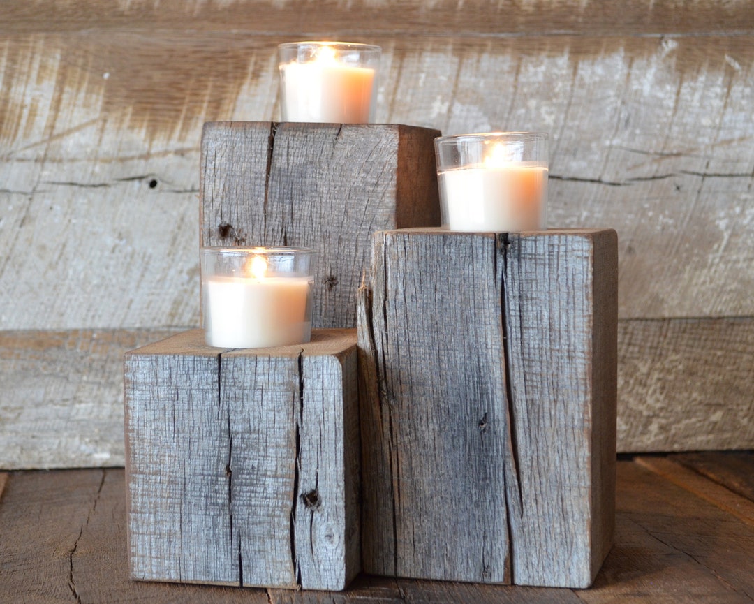 Reclaimed White Oak Candle Holders Etsy