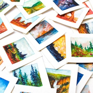 PRINTED Mini 1&quot; Nature Landscape Watercolor PRINTS