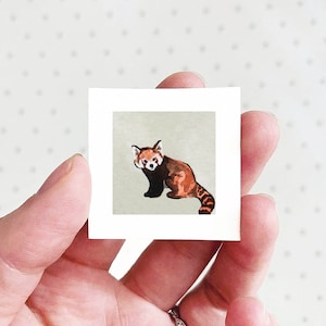 Mini 1" Red Panda Animal Print Tiny Watercolor  Art PRINT