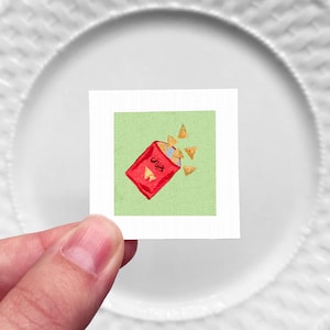 Miniature Chips Tortilla Food Art PRINT - Tiny 1-Inch Mini Kitchen Wall Decor