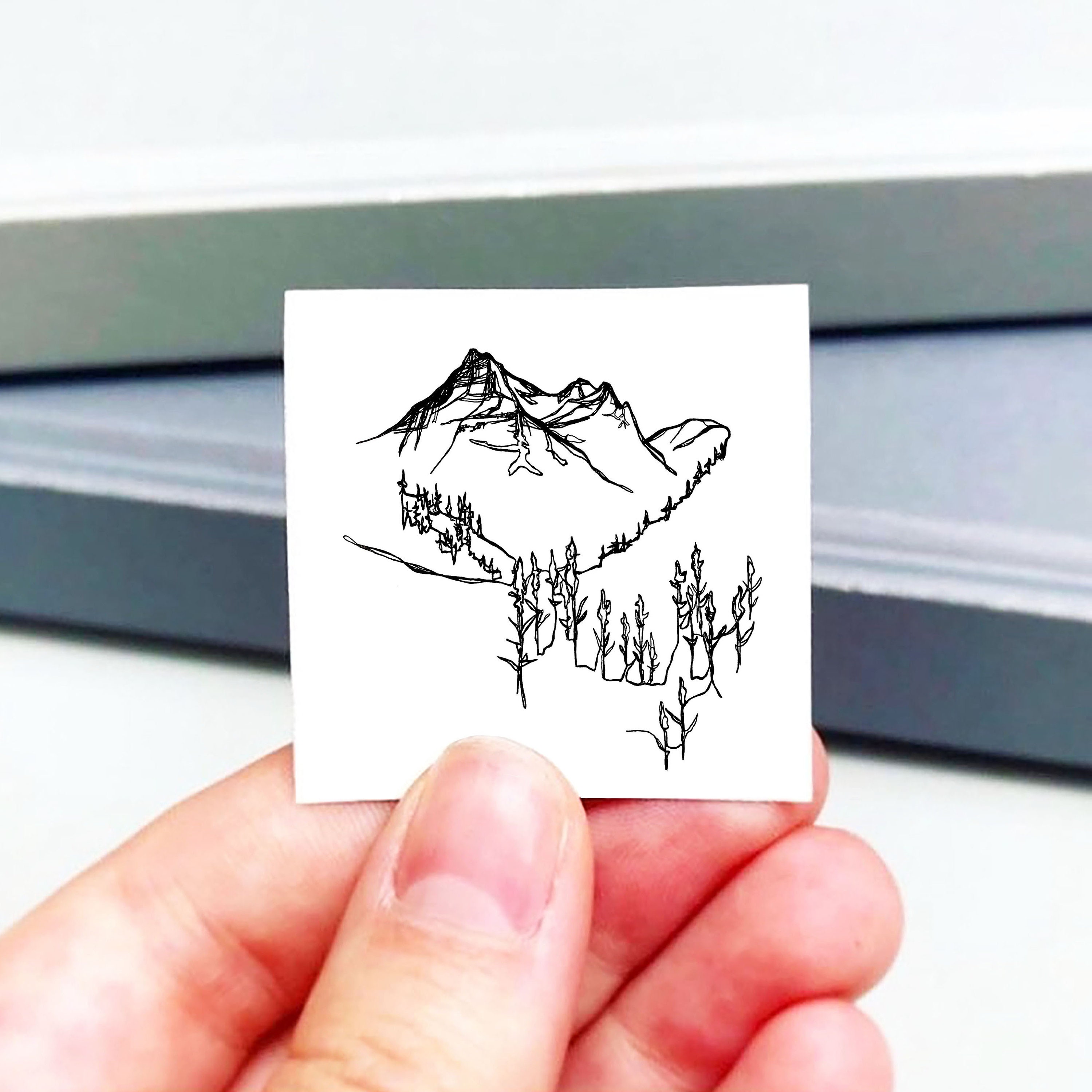 Mini Glacier National Park Montana USA NPS Tiny Line Drawing Ink Art PRINT