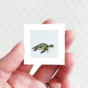 Miniature Sea Turtle Art PRINT - Tiny Watercolor 1-Inch Mini Animal Wall Decor