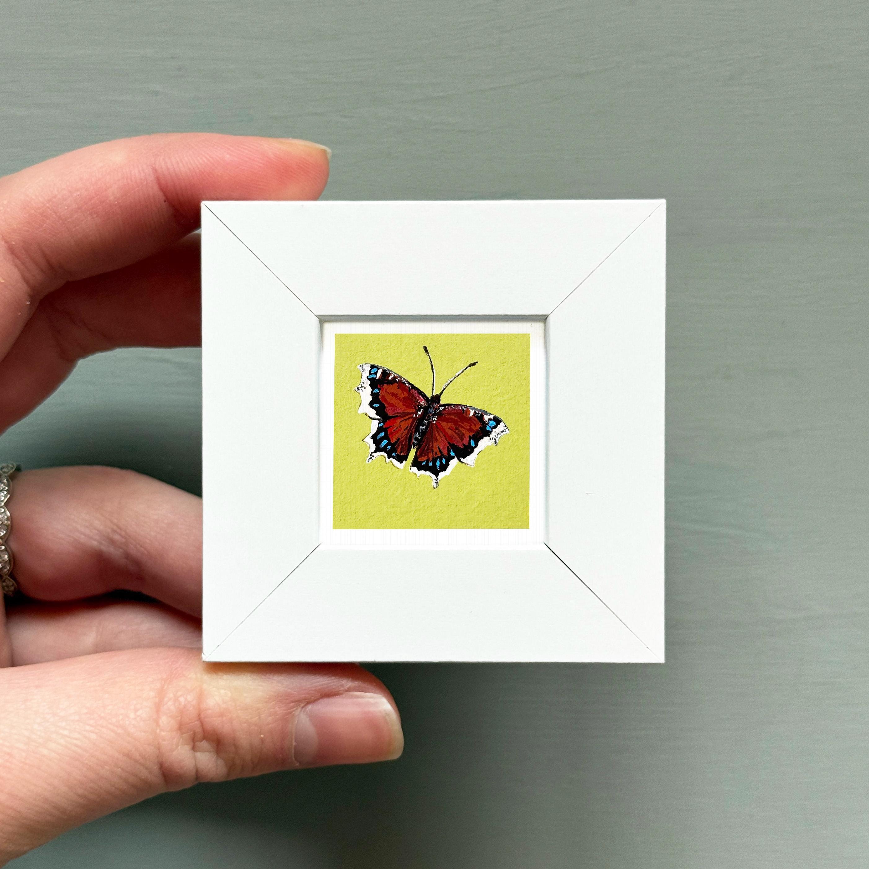 Miniature Mourning Cloak Butterfly Art PRINT - Tiny Gouache 1-inch Mini ...