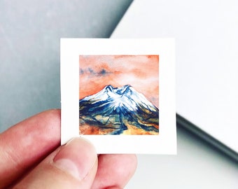 Mini 1" Mount Saint Helens Washington Print Tiny Watercolor Mountain Peak  Art PRINT