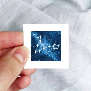 Mini 1 Pisces Zodiac Constellation Print Tiny Watercolor Art PRINT image 1