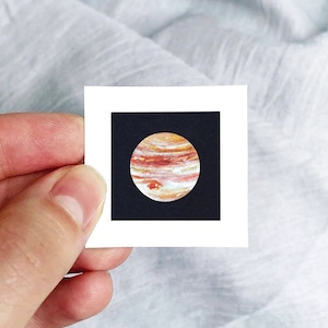Mini 1&quot; Planet Jupiter Print Tiny Watercolor  Art PRINT
