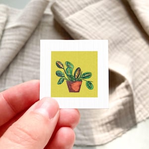 Miniature Prayer Plant Art PRINT - Tiny Watercolor House Plants 1-Inch Mini Wall Decor