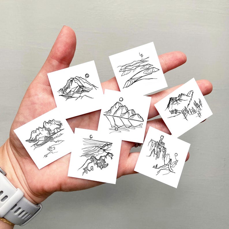 Miniature Grand Teton National Park Line Drawing PRINT - Mini Wall Art 画像 8