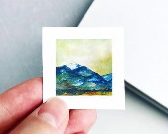 Mini 1" Saint Mary's Bitterroot Montana Print Tiny Watercolor Mountain Peak  Art PRINT