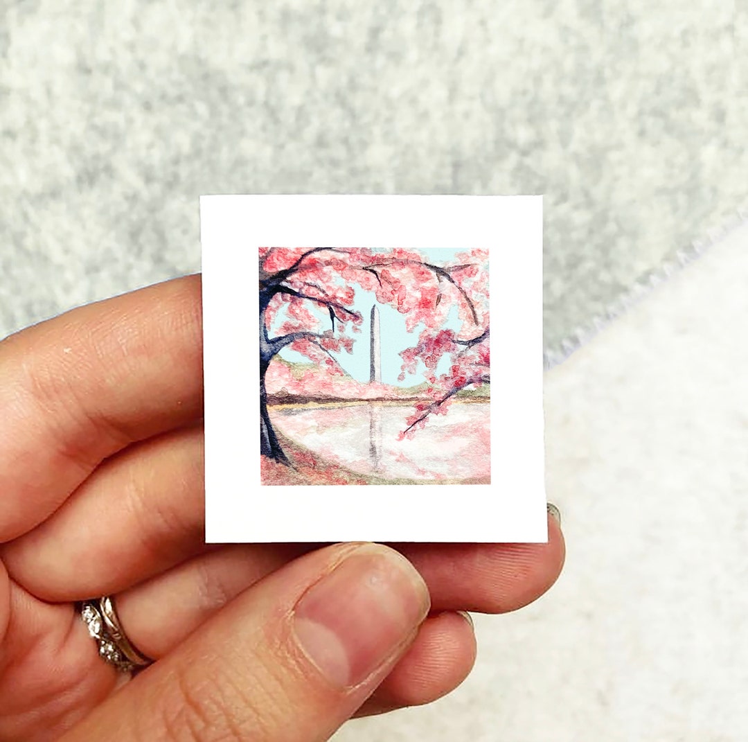 1 Cherry Blossom Festival Washington DC Print Tiny Watercolor Art Print