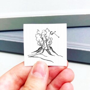 Miniature Hawaii Volcanoes National Park Line Drawing PRINT - Mini Wall Art
