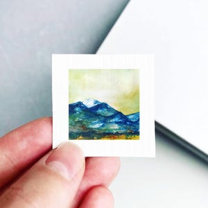 Miniature Saint Mary's Bitterroots Art PRINT - Tiny Watercolor Montana Mountain Peak 1-Inch Mini Wall Decor